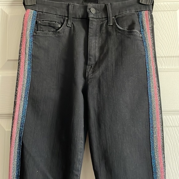 MOTHER High Waisted Looker Ankle Fray Guilty Glitter Racer - Picture 6 of 11